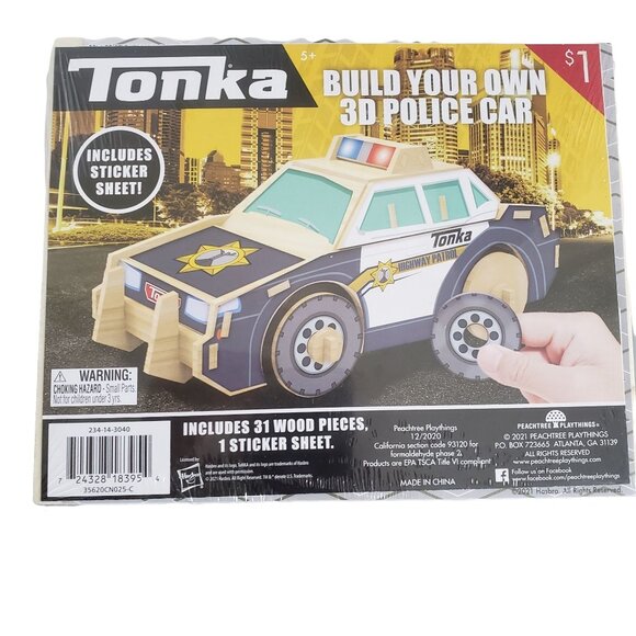 Tonka 3D Police Car Wood Model Kit w/Stickers NEW - Picture 1 of 3